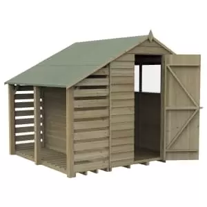 Image of Forest Garden 7 x 5ft 4Life Apex Overlap Pressure Treated Shed with Lean-To and Assembly