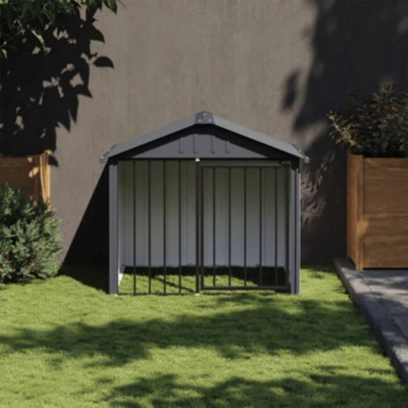 Image of Vidaxl Dog House With Roof Black 117X103X102cm Galvanised Steel