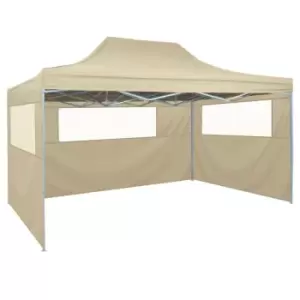 Image of Vidaxl Foldable Tent With 3 Walls 3x4.5m Cream