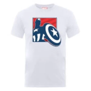 Image of Marvel Avengers Assemble Captain America Outline Badge T-Shirt - White - S