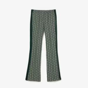 Image of Womens Lacoste Monogram Print Trackpants Size 8 Green / Beige