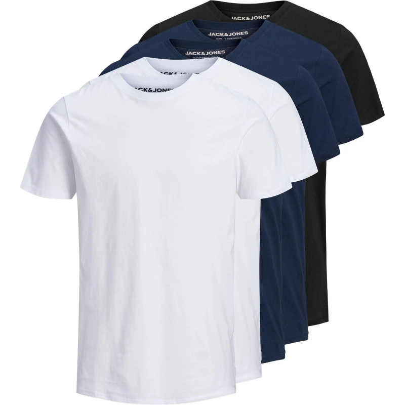 Image of Jack and Jones Basic 5-Pack T-Shirt Mens - Multi Multi S