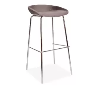 Image of Mmilo Set Of 2 Herschel Grey Velvet Bar Stool with Sliver Legs