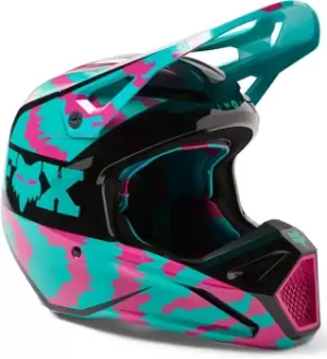 Image of FOX V1 Nuklr Youth Motocross Helmet, turquoise, Size S, turquoise, Size S