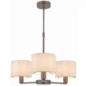 Image of Ceiling Pendant Light Antique Bronze & Marble Fabric 3 x 40W E14 e10097