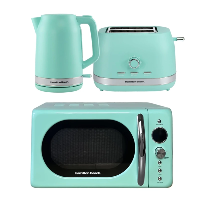 Image of Hamilton Beach Ella Mint Kettle, Toaster & Microwave Set Mint Unisex