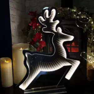 Image of 60cm LED Infinity Ice White Leaping Reindeer Christmas Decoration