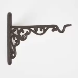 Image of Brown Cast Iron Large Hanging Basket Hook - Brown - Brown - Brown - Homescapes