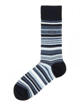 Image of Mens Calvin Klein Barcode Multi Stripe Socks Denim
