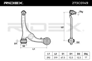 Image of RIDEX Suspension arm FIAT 273C0149 50700779,507007979,93501486