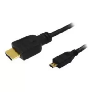 Image of LogiLink HDMI Cable with Ethernet - HDMI male -> Micro HDMI male - 1m - Black