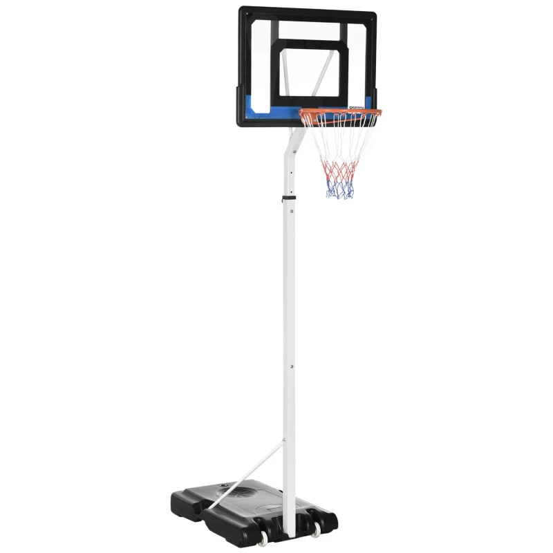 Image of SPORTNOW 2.1-2.6m Basketball Hoop and Stand w/ Weighted Base - Wheels - White TJ Hughes Black 5061025090020