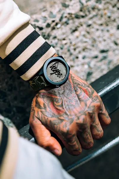 Image of Just Hype UK hype brown and Black cracked marble watch
