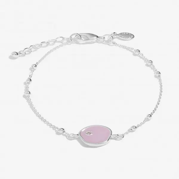 Image of Beau Lilac Enamel Silver Plated Zirconia 18cm + 3cm Bracelet 7128