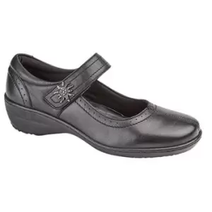 Image of Mod Comfys Womens/Ladies Leather Touch Fastening Bar Shoes (4 UK) (Black)
