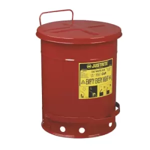 Image of Justrite Safety disposal can made of sheet steel, round, with foot pedal, capacity 34 l