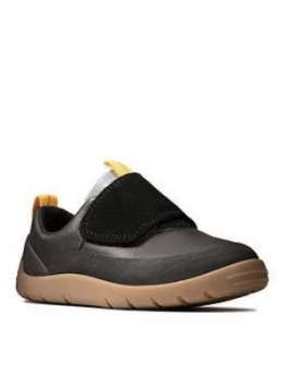 Image of Clarks Toddler Play Trail Strap Shoes - Black Leather