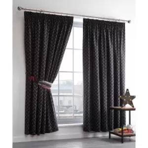 Image of Portfolio Home Kids Club Toxic Skulls One Pair Of Lined Curtains (66 X 54") With Matching Tie Backs