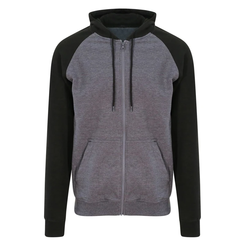 Image of AWDis AWDis Baseball Full Zip Hoodie in Charcoal Size: 2X-large Charcoal XXL Unisex 5063470056279