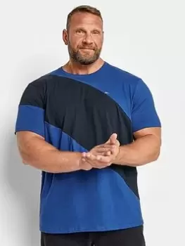 Image of BadRhino Badrhino Diagonal Cut & Sew T-Shirt, Blue, Size 5-6Xl, Men