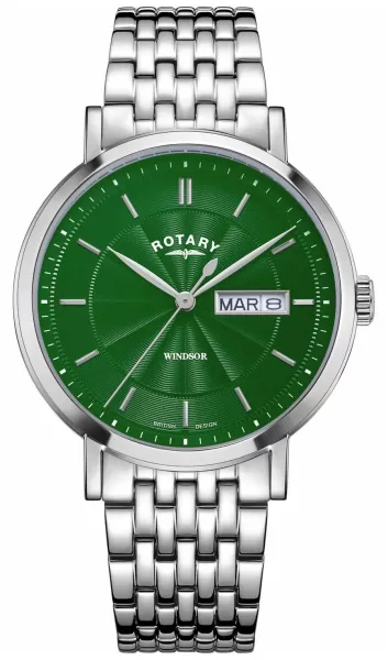 Image of Rotary GB05420/24 Mens Windsor Green Dial Stainless Watch