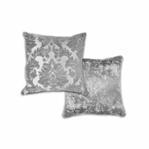 Image of Emma Barclay Damask - Luxury Chenille Jacquard Cushion (pair) Cover In Silver