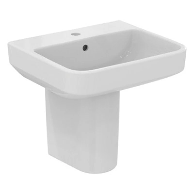 Image of Ideal Standard I.life B Gloss White Rectangular Wall-Mounted Semi-Pedestal Basin (H)48.5Cm (W)50Cm