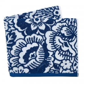 Image of Helena Springfield Tilde 100% Cotton Blue Towel Blue and White