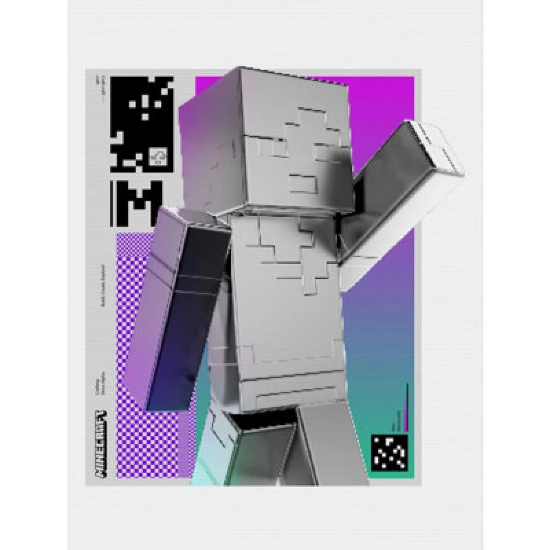 Image of Minecraft Minecraft Blockwave Canvas Print in Silver Silver One Size Unisex 5063652187852