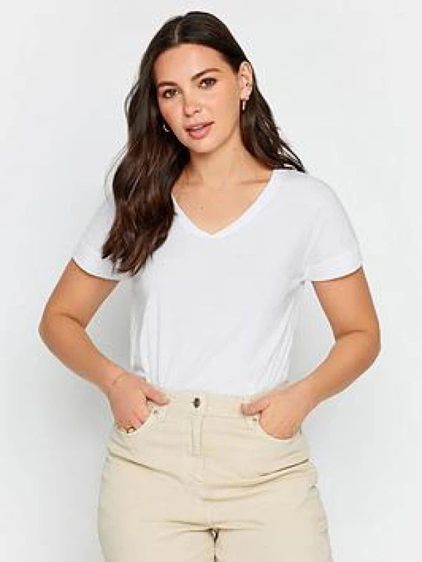 Image of Long Tall Sally Tall Premium V-Neck T-Shirt White