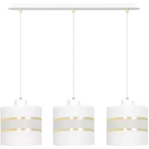 Image of Emibig Mogi White Bar Pendant Ceiling Light with Black, Gold Fabric Shades, 3x E27
