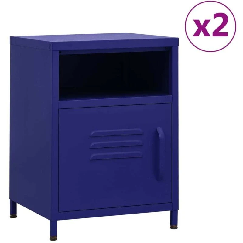 Image of VIDAXL Nightstands 2 pcs Navy Blue 35x35x51cm Steel Vidaxl 8720286847572
