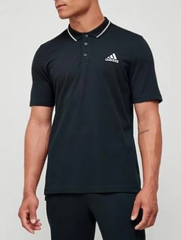 Image of adidas Tip Collar Bos Pique Polo - Black/White, Size S, Men