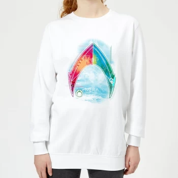 Image of Aquaman Mera Beach Symbol Womens Sweatshirt - White