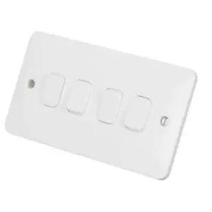 Image of Schneider Electric Lisse White Moulded - 4 Gang 2 Way Light Switch, 10AX, GGBL1042, White, Pack of 5