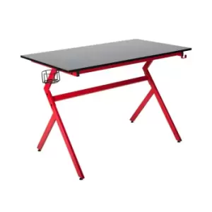 Image of Neo Direct Red Neo Ergonomic Gaming Desk with Headphone Hook Cup Holder & Cable Management