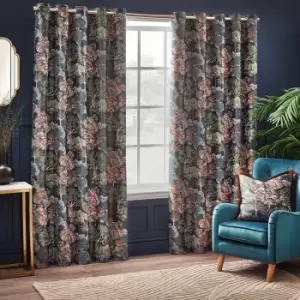 Image of Woodlands Room Darkening Eyelet Curtains Navy, Navy / 117 x 183cm