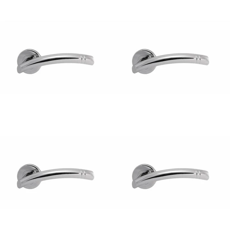 Image of Loops 4x PAIR Arched Round Bar Lever with Ring Detailing Concealed Fix Polished Chrome Multi