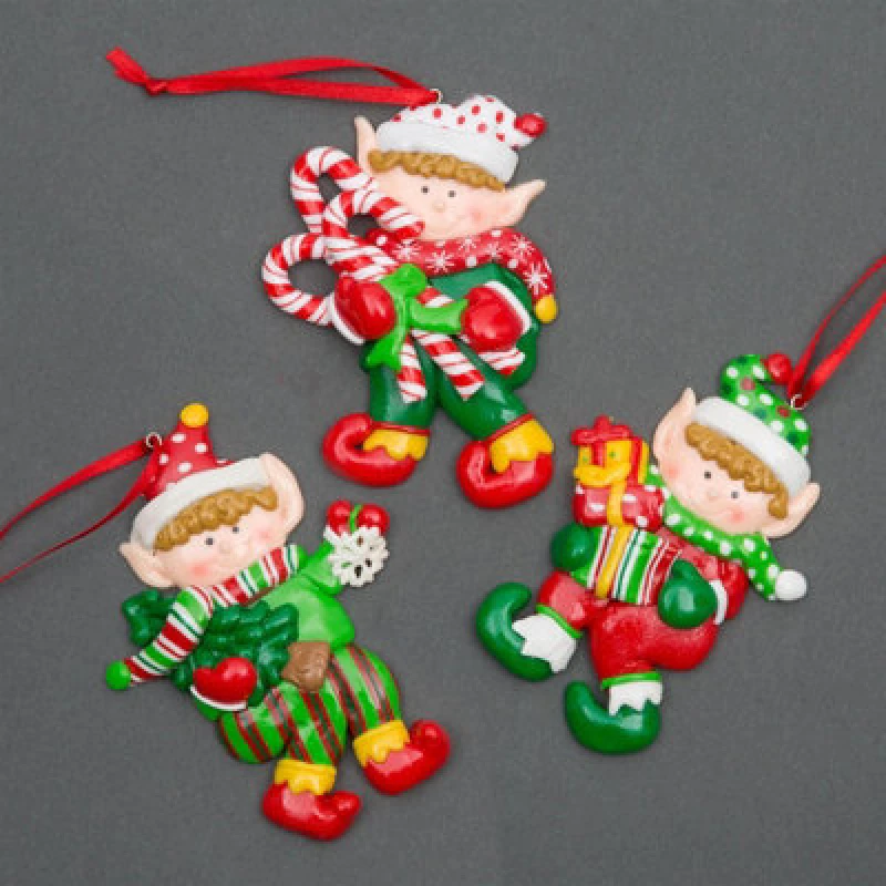 Image of Shatchi Christmas Tree Hanging Decorations Homes Decorated with Cup Cake Candy Santa Snowman Teddy 3pc Multi