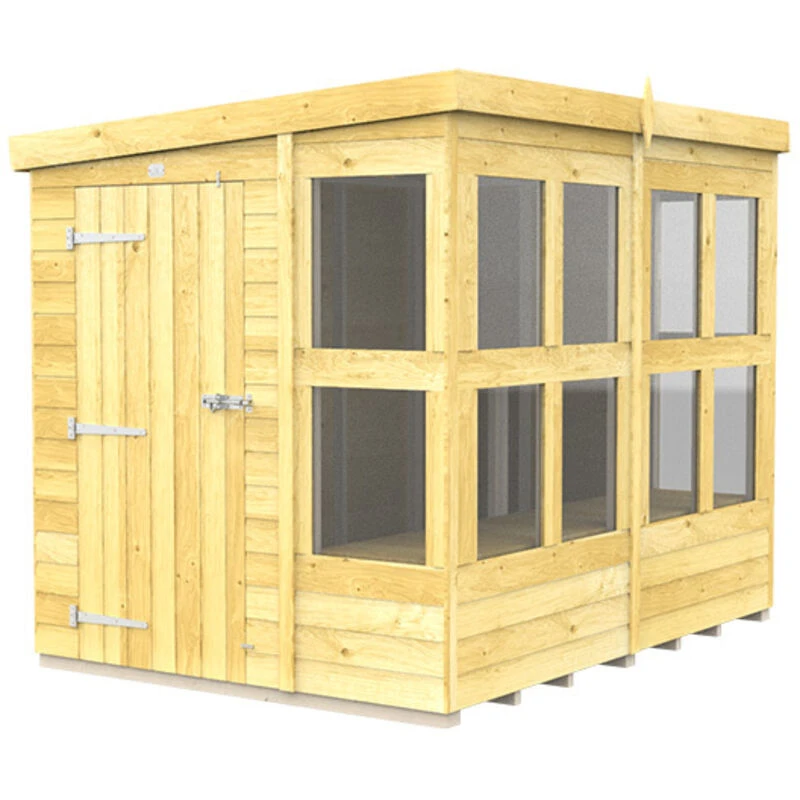 Image of Flat Pack Sheds DIY Sheds 8 x 6 Pent Potting Shed, Brown 8X6PPSFF