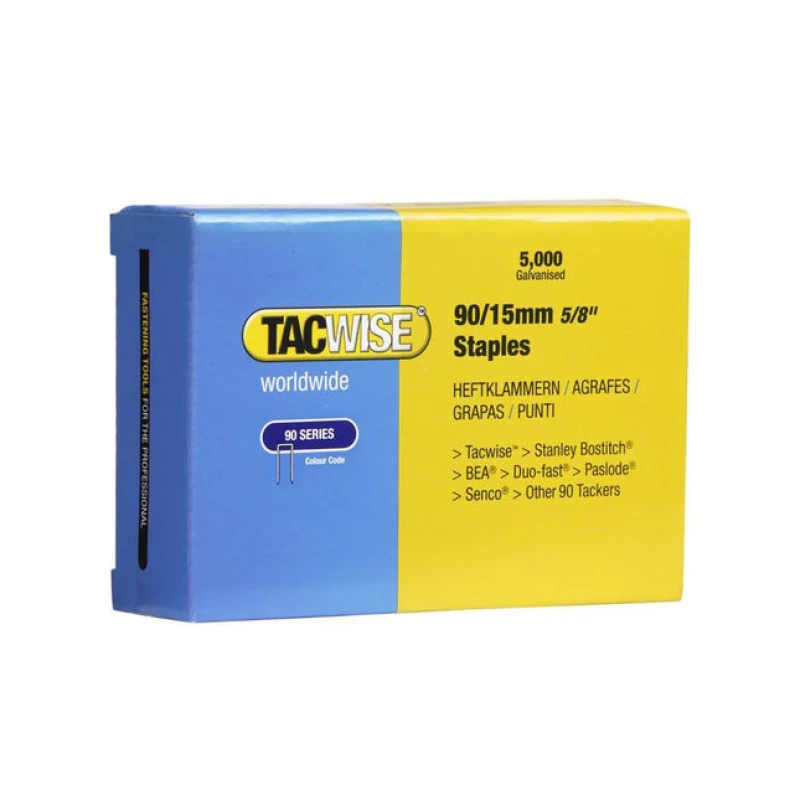 Image of TACWISE Tacwise 90 Narrow Crown Staples 15mm - 5000 Pack 5018505106016