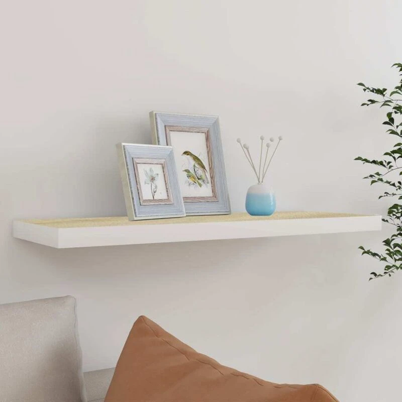 Image of VIDAXL Vidaxl - Floating Wall Shelf Oak and White 80x23.5x3.8cm mdf 8720286416808