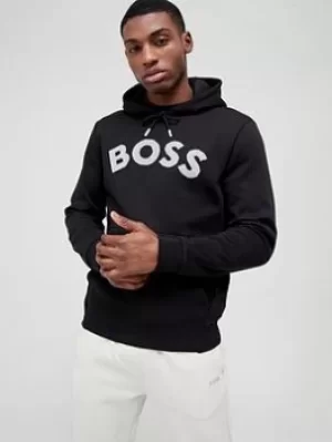 Image of BOSS Soody 2 Large Logo Overhead Hoodie, Black, Size L, Men