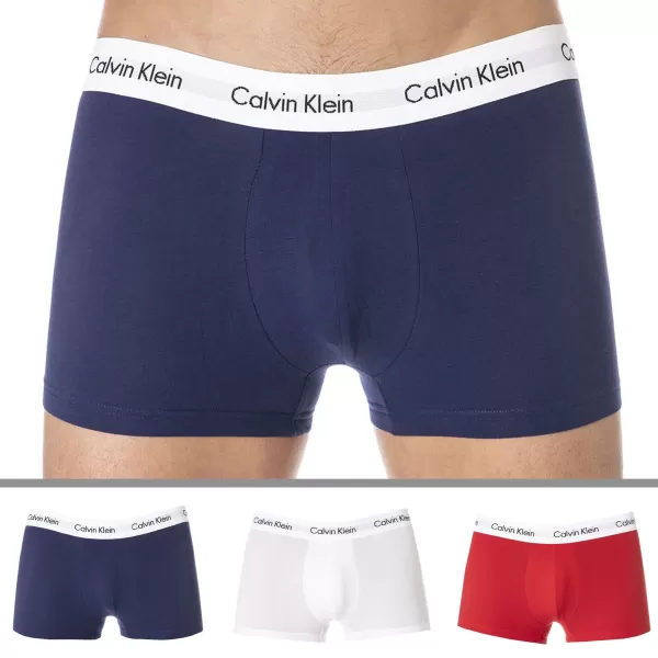 Image of Calvin Klein 3 Pack Cotton Stretch Boxer Briefs - Blue - White - Red S