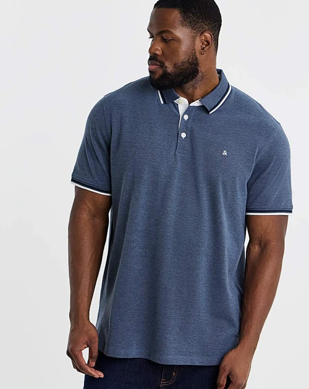 Image of jack & jones Jack & Jones Paulos Tipped Polo Blue - JACK & JONES - Size: 2XL(53) Blue Male 2XL(53) JA43504