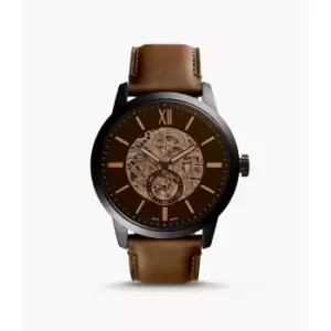 Image of Fossil Mens Townsman 48Mm Automatic Leather Watch - Brown
