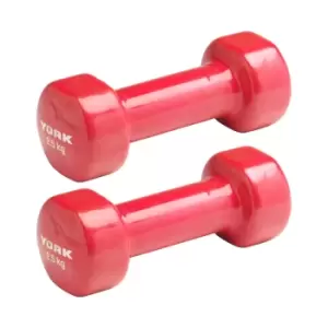 Image of York Vinyl Dipped Dumbbells 2 x 2.5kg - Red