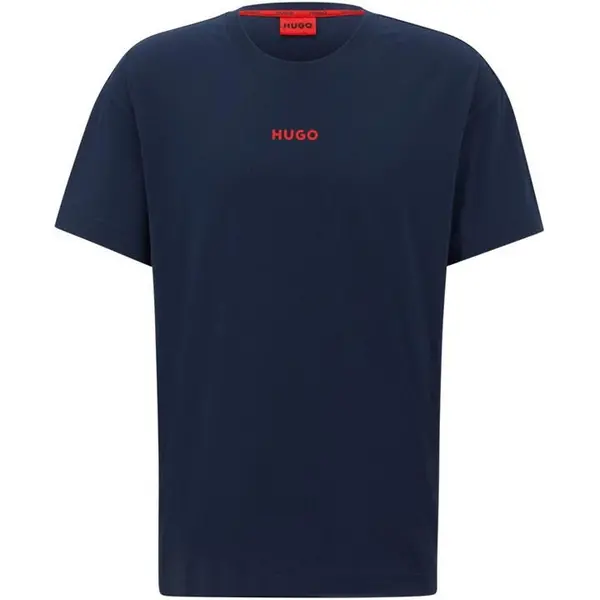 Image of Hugo Logo Print Pyjama T-Shirt - Blue S