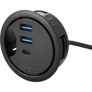 Image of Draper 3 Port In Desk USB Hub