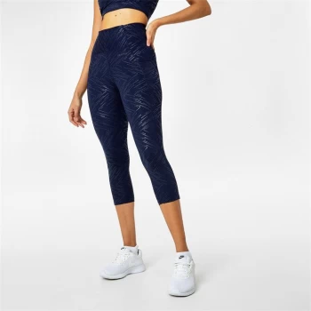 Image of USA Pro High Rise Capri Cropped Leggings - Navy Geo Gloss